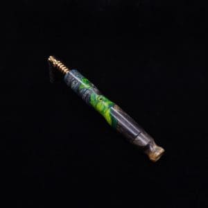 This image portrays Vaulted XL Burl Hybrid Dynavap Stem + Book-Matched Mouthpiece - NEW DESIGN ☘ by Dovetail Woodwork.