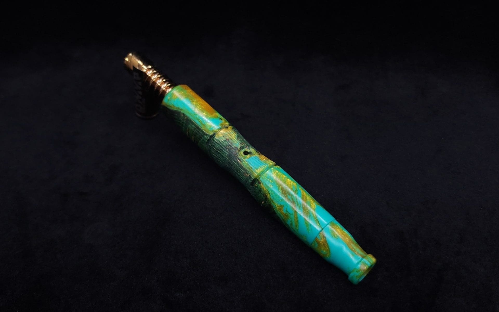 This image portrays Vaulted XL Burl Hybrid Dynavap Stem + Book-Matched Specialty Mouthpiece - NEW DESIGN ☘ by Dovetail Woodwork.