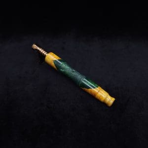 This image portrays Tri-Axial XL Burl Hybrid Dynavap Stem + Book-Matched M.P. - NEW DESIGN! by Dovetail Woodwork.