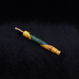 This image portrays Tri-Axial XL Burl Hybrid Dynavap Stem + Book-Matched M.P. - NEW DESIGN! by Dovetail Woodwork.