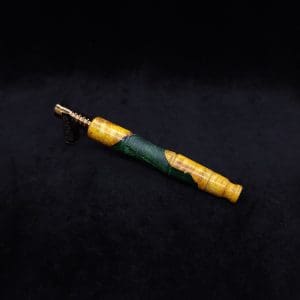 This image portrays Tri-Axial XL Burl Hybrid Dynavap Stem + Book-Matched M.P. - NEW DESIGN! by Dovetail Woodwork.