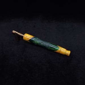 This image portrays Tri-Axial XL Burl Hybrid Dynavap Stem + Book-Matched M.P. - NEW DESIGN! by Dovetail Woodwork.