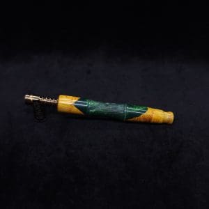 This image portrays Tri-Axial XL Burl Hybrid Dynavap Stem + Book-Matched M.P. - NEW DESIGN! by Dovetail Woodwork.