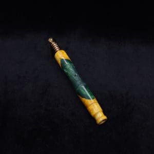 This image portrays Tri-Axial XL Burl Hybrid Dynavap Stem + Book-Matched M.P. - NEW DESIGN! by Dovetail Woodwork.