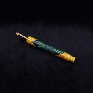 This image portrays Tri-Axial XL Burl Hybrid Dynavap Stem + Book-Matched M.P. - NEW DESIGN! by Dovetail Woodwork.