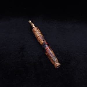 This image portrays Vaulted XL Rare Amboyna Burl Dynavap Stem + Book-Matched Mouthpiece - NEW DESIGN ☘ by Dovetail Woodwork.