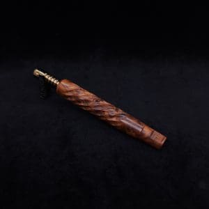 This image portrays Segmented Helix XL-Dynavap Stem + Book-Matched Flat Side M.P. - New! by Dovetail Woodwork.