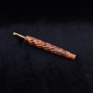 This image portrays Segmented Helix XL-Dynavap Stem + Book-Matched Flat Side M.P. - New! by Dovetail Woodwork.