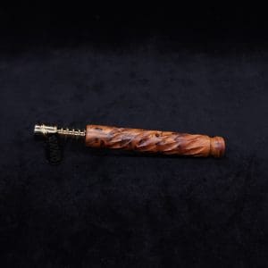 This image portrays Segmented Helix XL-Dynavap Stem (Attenuated) + Book-Matched Flat Side M.P. - New! by Dovetail Woodwork.