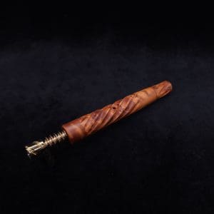 This image portrays The Twisted XL-Dynavap Stem + Book-Matched M.P. - New! by Dovetail Woodwork.