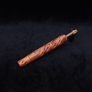 This image portrays Segmented Helix XL Thuya Burl-Dynavap Stem + Matching M.P. - New! by Dovetail Woodwork.