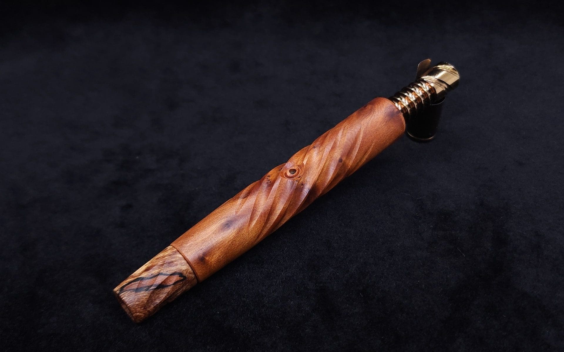 This image portrays The Twisted XL-Dynavap Stem + Matched M.P. - New! by Dovetail Woodwork.