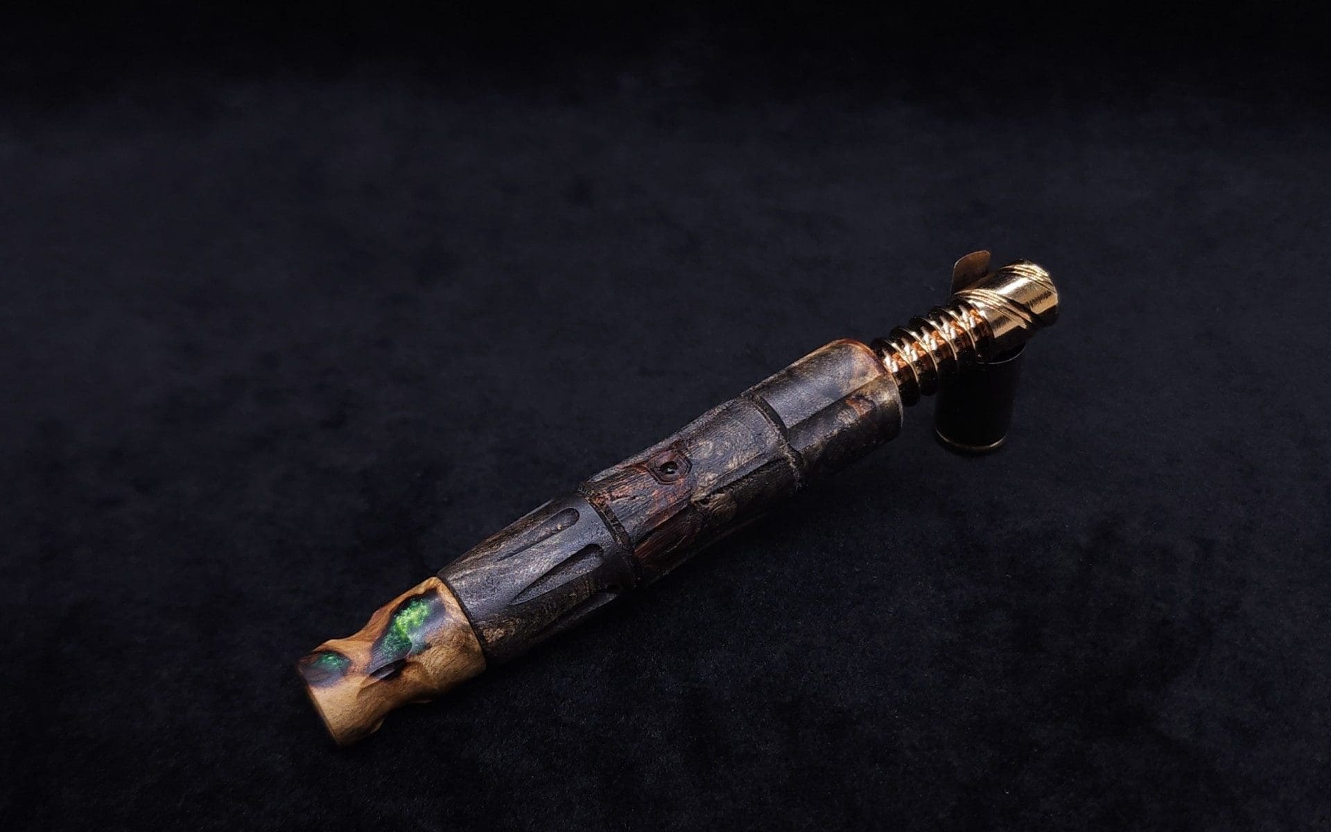 This image portrays The King's Stem (Standard) Burl Wood Dynavap Midsection + Matched Hybrid M.P. - NEW DESIGN ☘ by Dovetail Woodwork.