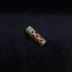 This image portrays Anvil Vestratto Heat Shield Upgrade/Green-Orange Maple Burl by Dovetail Woodwork.