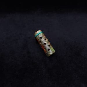 This image portrays Anvil Vestratto Heat Shield Upgrade/Green-Orange Maple Burl by Dovetail Woodwork.