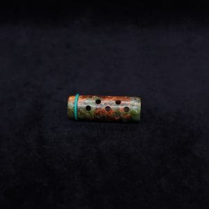 This image portrays Anvil Vestratto Heat Shield Upgrade/Green-Orange Maple Burl by Dovetail Woodwork.