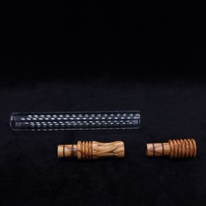 This image portrays Dynavap 3XL Boro-Glass/Olivewood Burl Specialty Stem Setup-NEW! by Dovetail Woodwork.