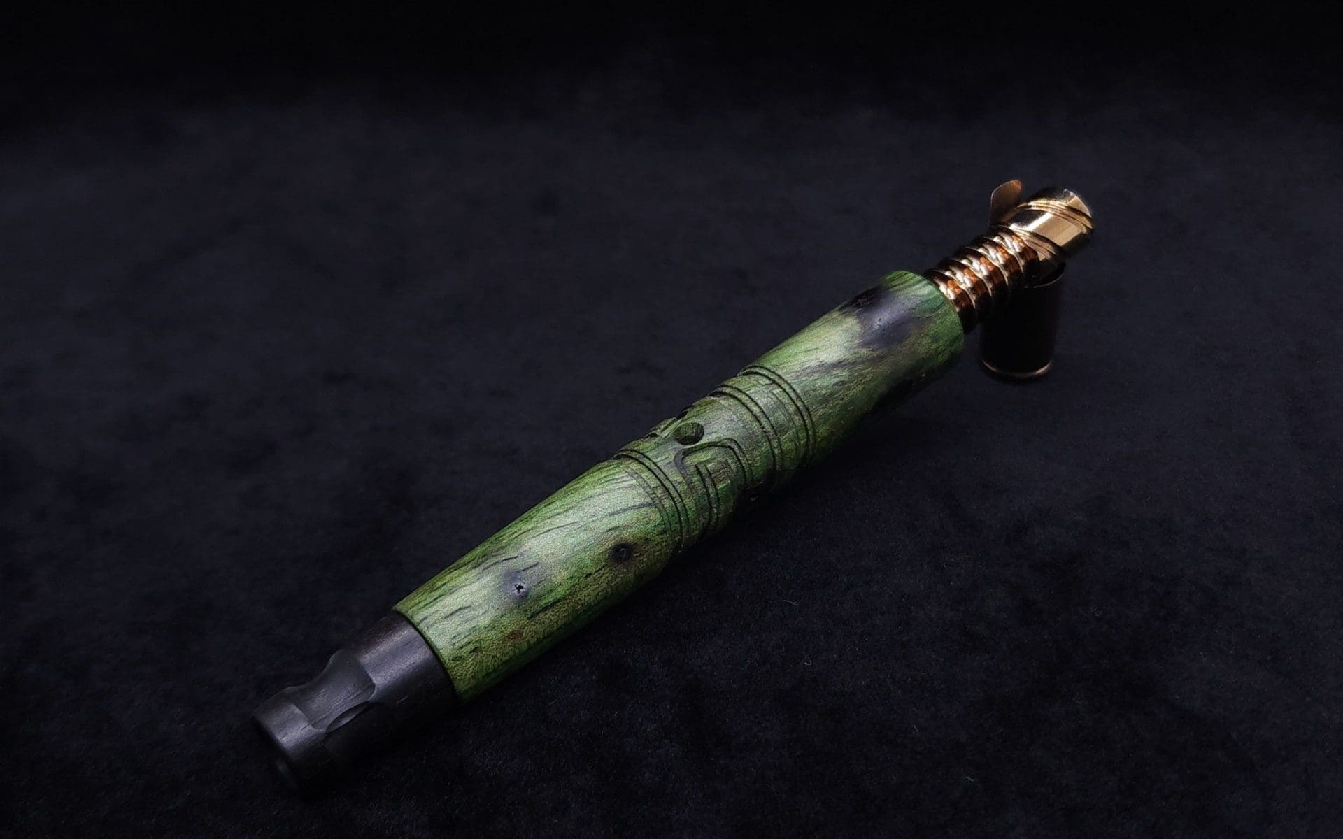 This image portrays Viper XL Stem Dynavap Midsection + Matched Ebony M.P. - NEW DESIGN ☘ by Dovetail Woodwork.