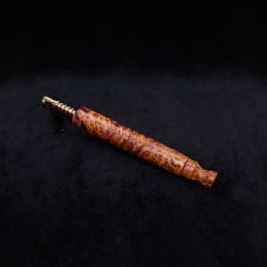 This image portrays Viper XL Stem Dynavap Midsection + Book-Matched M.P. - Exhibition Grade Amboyna Burl ☘ by Dovetail Woodwork.