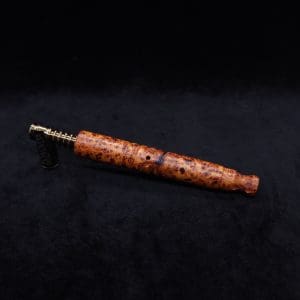 This image portrays Viper XL Stem Dynavap Midsection + Book-Matched M.P. - Exhibition Grade Amboyna Burl ☘ by Dovetail Woodwork.