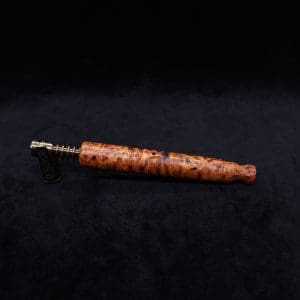 This image portrays Viper XL Stem Dynavap Midsection + Book-Matched M.P. - Exhibition Grade Amboyna Burl ☘ by Dovetail Woodwork.
