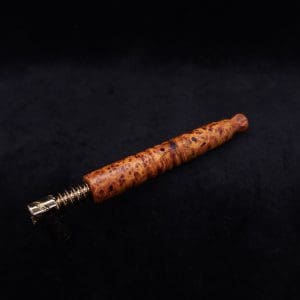 This image portrays Viper XL Stem Dynavap Midsection + Book-Matched M.P. - Exhibition Grade Amboyna Burl ☘ by Dovetail Woodwork.