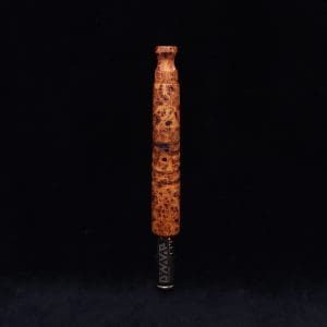 This image portrays Viper XL Stem Dynavap Midsection + Book-Matched M.P. - Exhibition Grade Amboyna Burl ☘ by Dovetail Woodwork.