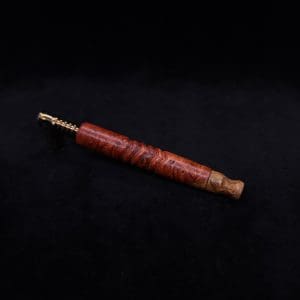 This image portrays Viper XL Stem Dynavap Midsection + Book-Matched M.P. - Exhibition Grade Amboyna Burl ☘ by Dovetail Woodwork.