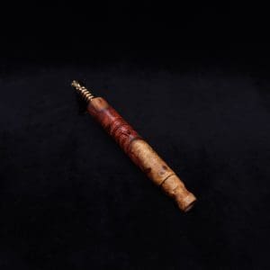 This image portrays Viper XL Stem Dynavap Midsection + Book-Matched M.P. - Exhibition Grade Amboyna Burl ☘ by Dovetail Woodwork.