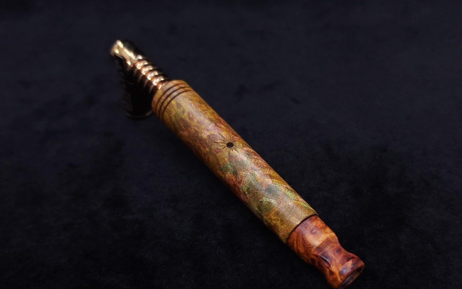 This image portrays Blunt (Standard) Dynavap Burl Stem + Matched M.P. by Dovetail Woodwork.