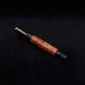 This image portrays Blunt (Standard) Dynavap Burl Stem + Ebony Matched M.P. - Exhibition Grade Amboyna Burl ☘ by Dovetail Woodwork.