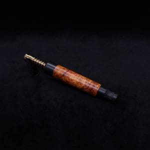 This image portrays Blunt (Standard) Dynavap Burl Stem + Ebony Matched M.P. - Exhibition Grade Amboyna Burl ☘ by Dovetail Woodwork.