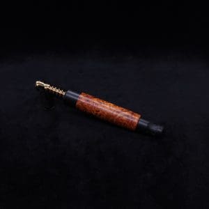 This image portrays Blunt (Standard) Dynavap Burl Stem + Ebony Matched M.P. - Exhibition Grade Amboyna Burl ☘ by Dovetail Woodwork.