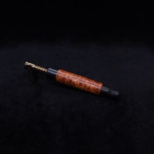 This image portrays Blunt (Standard) Dynavap Burl Stem + Ebony Matched M.P. - Exhibition Grade Amboyna Burl ☘ by Dovetail Woodwork.