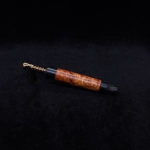This image portrays Blunt (Standard) Dynavap Burl Stem + Ebony Matched M.P. - Exhibition Grade Amboyna Burl ☘ by Dovetail Woodwork.