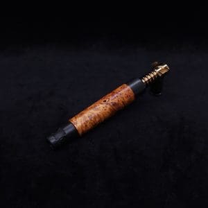 This image portrays Blunt (Standard) Dynavap Burl Stem + Ebony Matched M.P. - Exhibition Grade Amboyna Burl ☘ by Dovetail Woodwork.