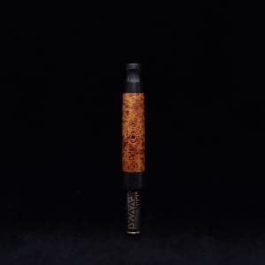 This image portrays Blunt (Standard) Dynavap Burl Stem + Ebony Matched M.P. - Exhibition Grade Amboyna Burl ☘ by Dovetail Woodwork.