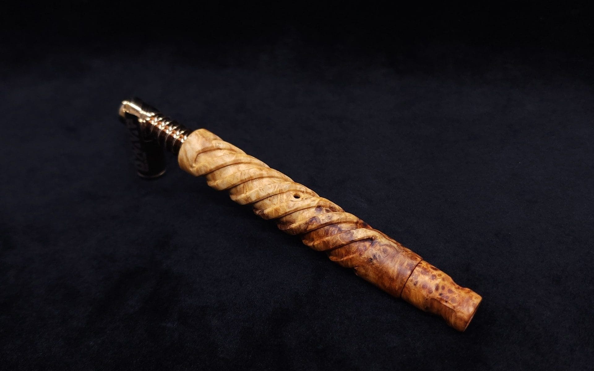This image portrays The Helix Dynavap XL Burl Stem + Book-Matched Mouthpiece-NEW! ☘ by Dovetail Woodwork.
