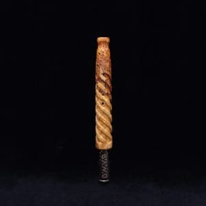 This image portrays The Helix Dynavap XL Burl Stem + Book-Matched Mouthpiece-NEW! ☘ by Dovetail Woodwork.