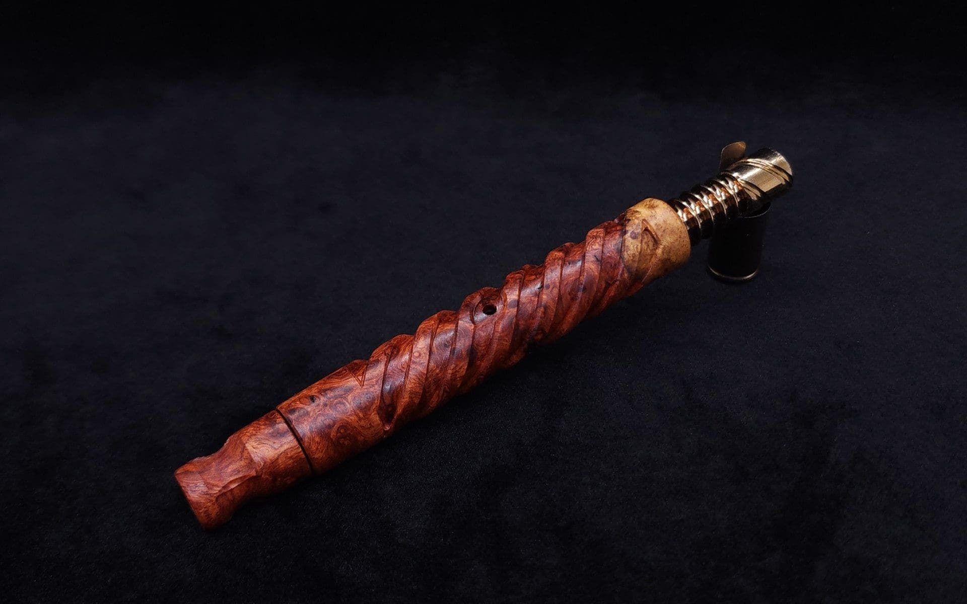 This image portrays The Helix Dynavap XL Burl Stem + Book-Matched Mouthpiece-NEW! ☘ by Dovetail Woodwork.