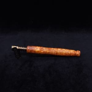 This image portrays Tri-Axial XL Dynavap Stem Exhibition Grade Amboyna Burl + Book-Matched M.P. - NEW! by Dovetail Woodwork.