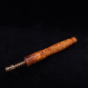 This image portrays Tri-Axial XL Dynavap Stem Exhibition Grade Amboyna Burl + Book-Matched M.P. - NEW! by Dovetail Woodwork.