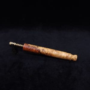This image portrays Interlaced Design XL Dynavap Stem + Book-Matched M.P. - New! by Dovetail Woodwork.