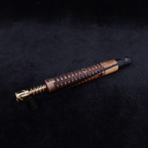 This image portrays Cross-Link Design XL Dynavap Stem + Matched Ebony M.P. - New Design ☘ by Dovetail Woodwork.