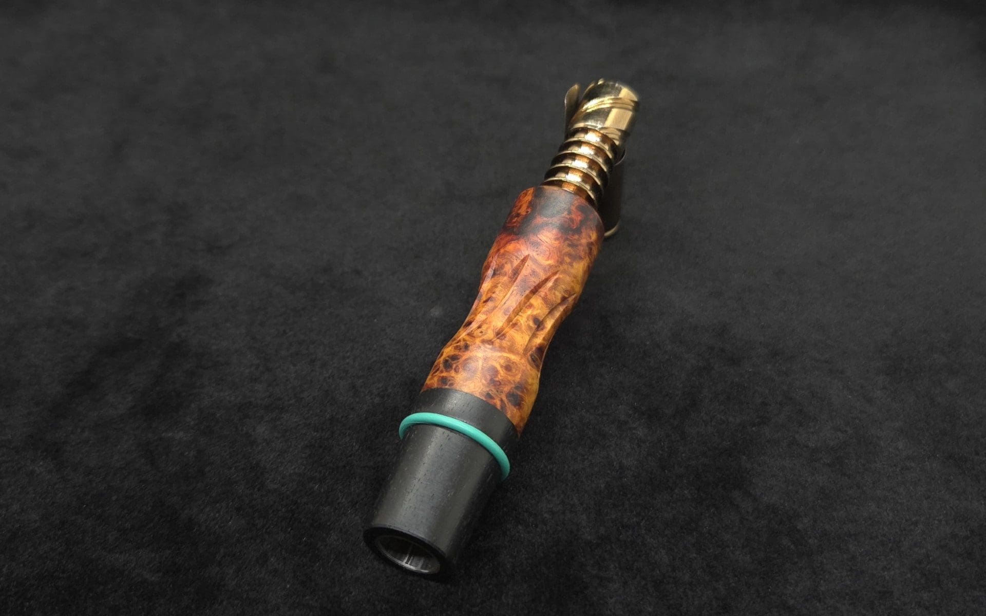 This image portrays Dynavap High Class Amboyna Burl/Ebony Wood14mm WPA/Stem-NEW! by Dovetail Woodwork.