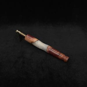 This image portrays Vaulted XL Manzanita Burl Hybrid Dynavap Stem + Matched Mouthpiece - ☘ by Dovetail Woodwork.