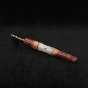 This image portrays Vaulted XL Manzanita Burl Hybrid Dynavap Stem + Matched Mouthpiece - ☘ by Dovetail Woodwork.