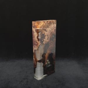 This image portrays Dynavap Dugout Device/Material Storage Case-Manzanita Burl Hybrid XL by Dovetail Woodwork.