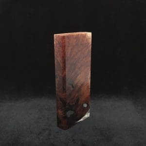 This image portrays Dynavap Dugout Device/Material Storage Case-Manzanita Burl Hybrid XL by Dovetail Woodwork.