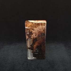 This image portrays Dynavap Dugout Device/Material Storage Case-Manzanita Burl Hybrid XL by Dovetail Woodwork.